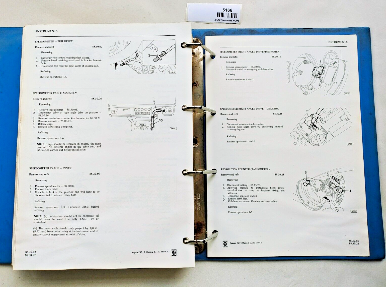 Original Jaguar XJ12 Repair Operation Manual E.172 Issue 1 1972 in hard binder12