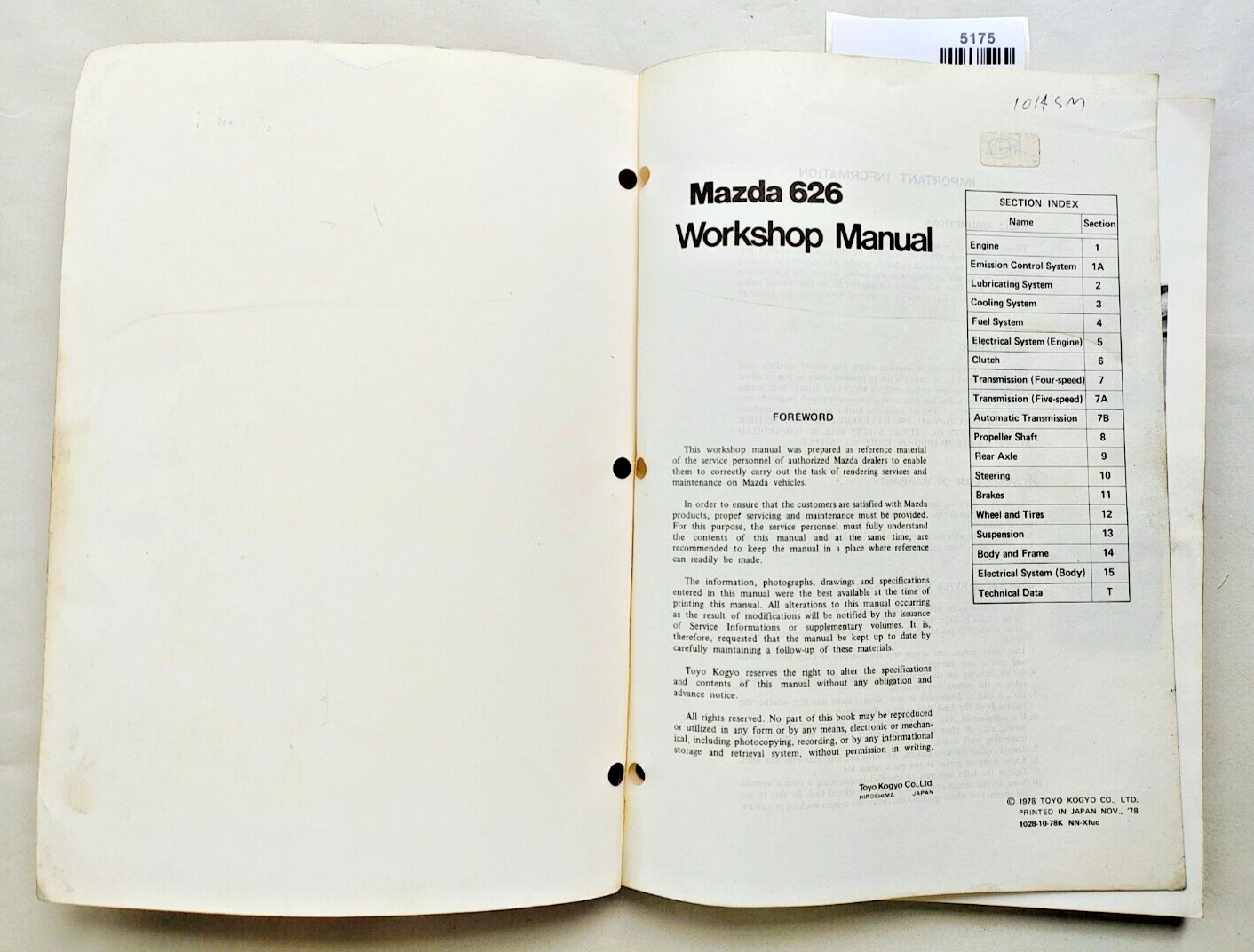 Original MAZDA 626 genuine dealer workshop manual 1978 pre-owned2