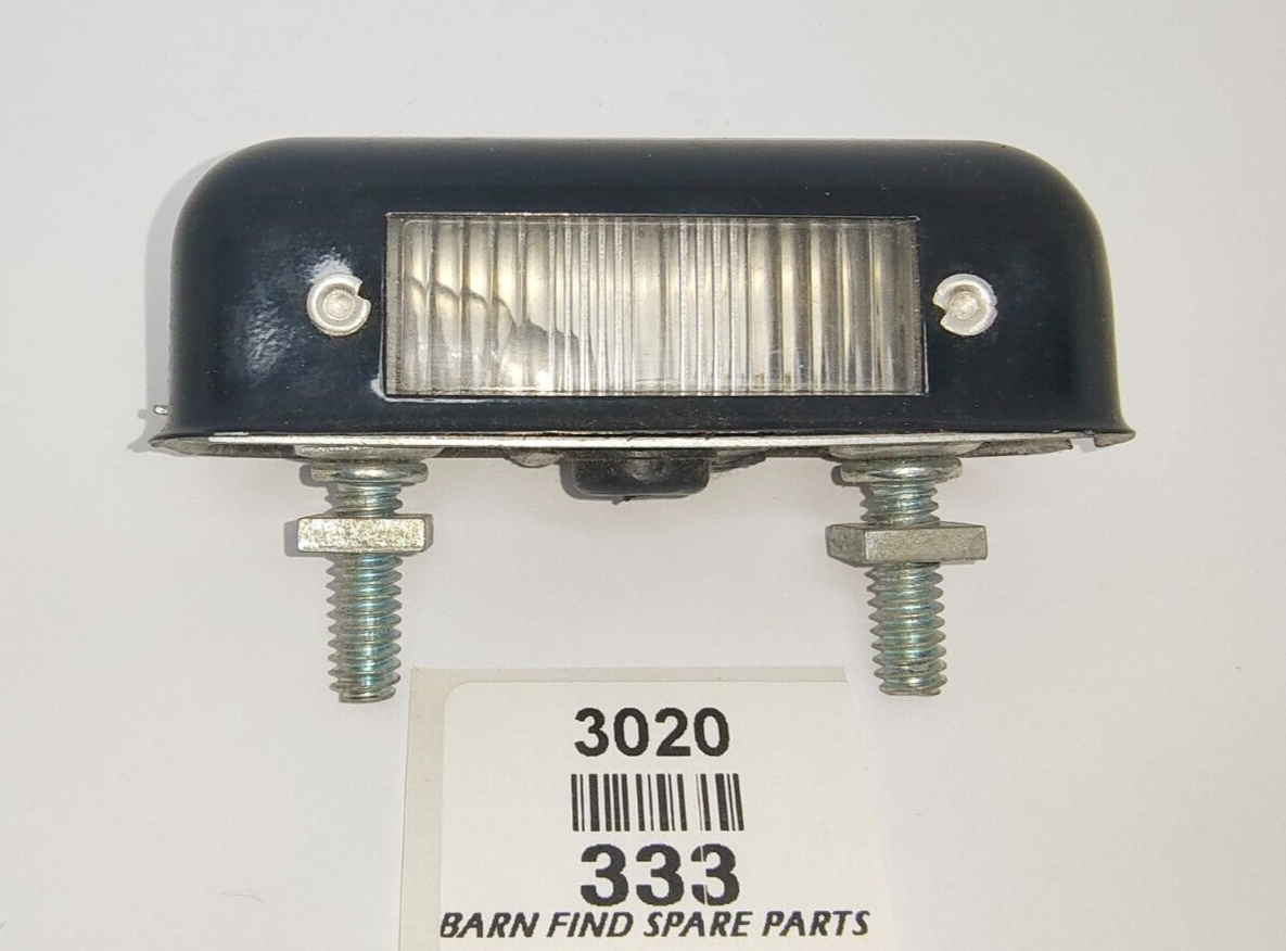 New old stock in box vintage License Plate Lamp, black metal/tin Part No 3332
