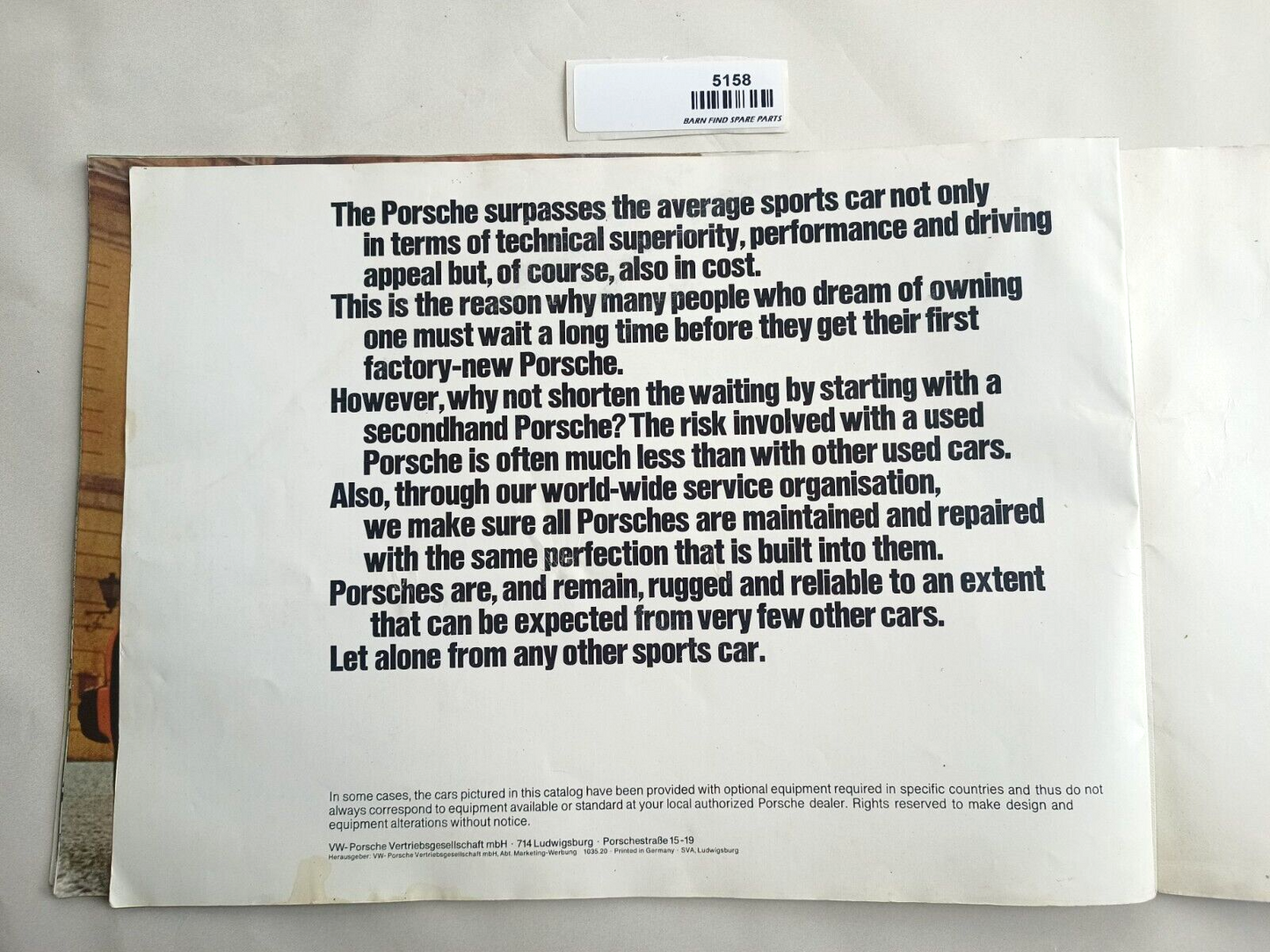 Original Vintage Porsche Carrera 2.7 911 marketing sales advertising brochure9