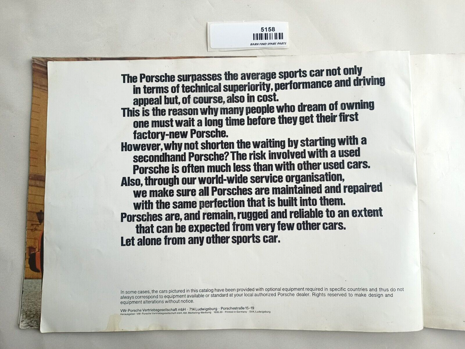 Original Vintage Porsche Carrera 2.7 911 marketing sales advertising brochure9