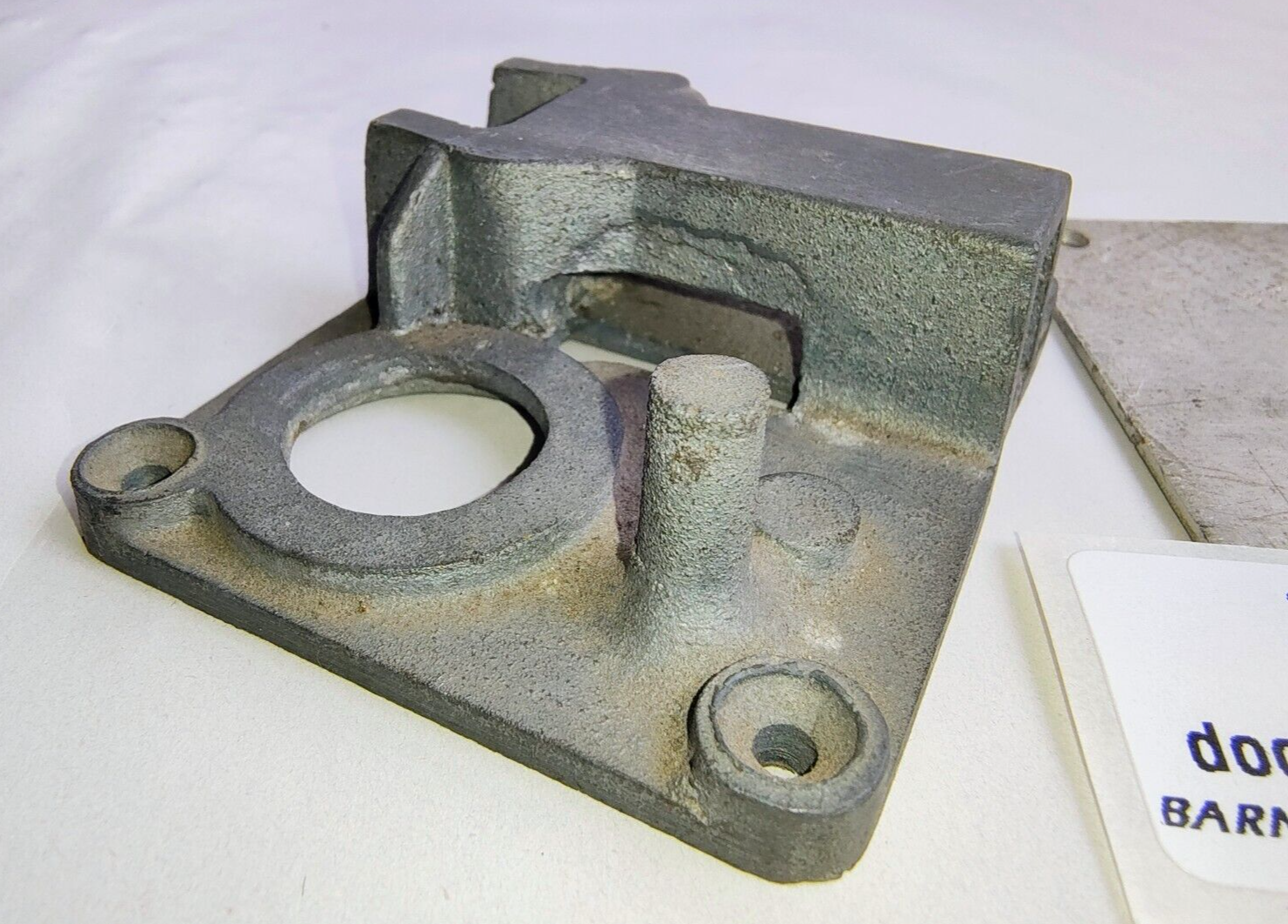 Part of left hand door lock latch assembly + shim A Blank - MG Austin?  New Old4