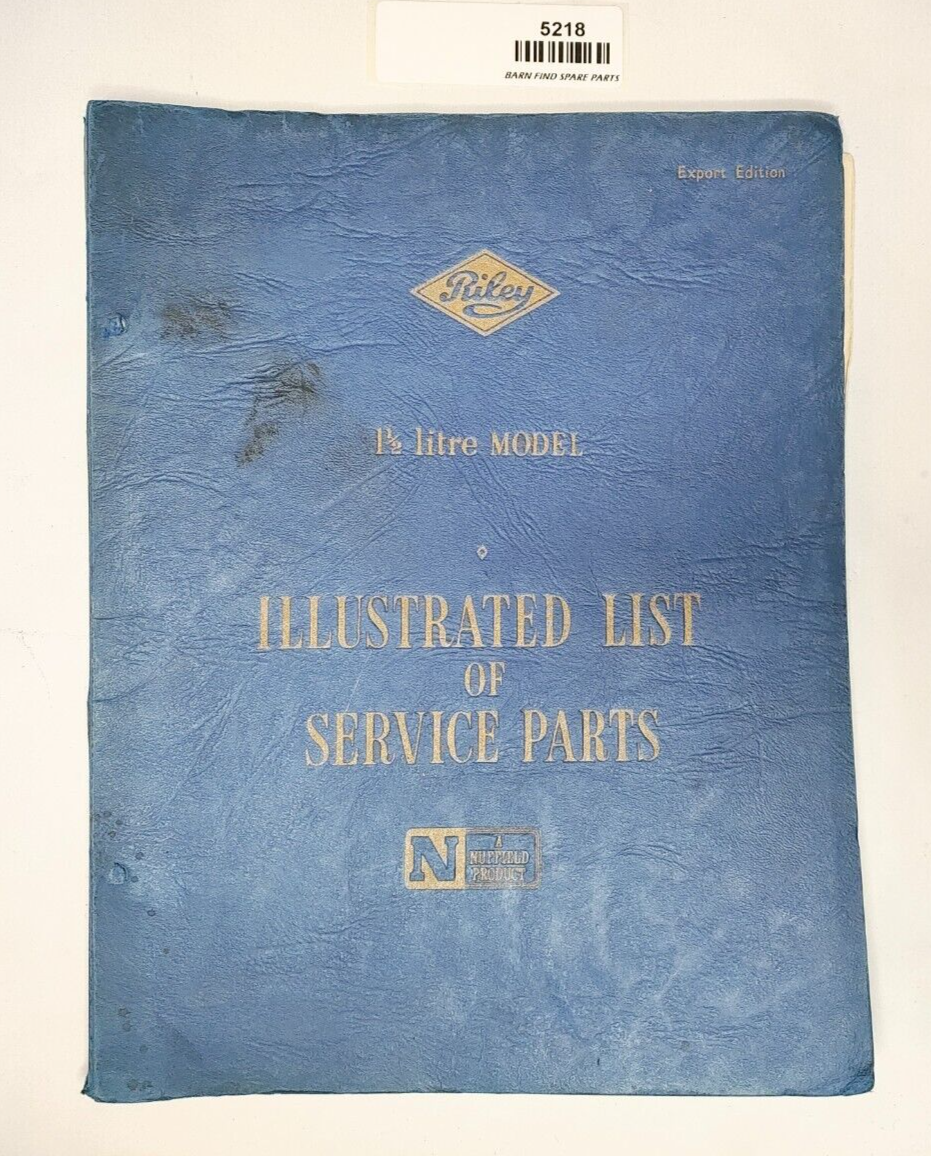 Original Riley 1 1/2 litre RMA Original Illustrated List of Service Parts 19510