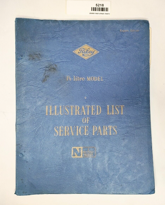 Original Riley 1 1/2 litre RMA Original Illustrated List of Service Parts 19510