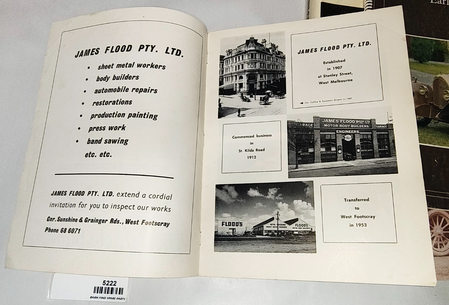 Signed 1st Edition The James Flood Book of Early Motoring Hardcover 196816