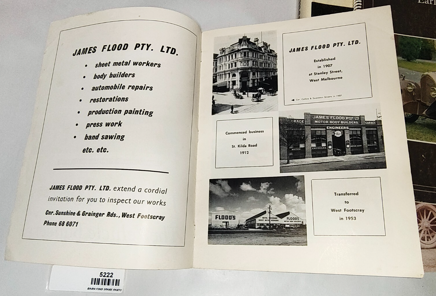 Signed 1st Edition The James Flood Book of Early Motoring Hardcover 196816