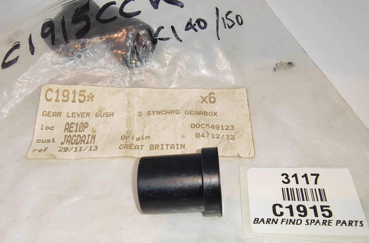 Bush Gear Stick lever Jaguar 3 Synchro Gearbox XK140/50  C1915 New Old Stock1