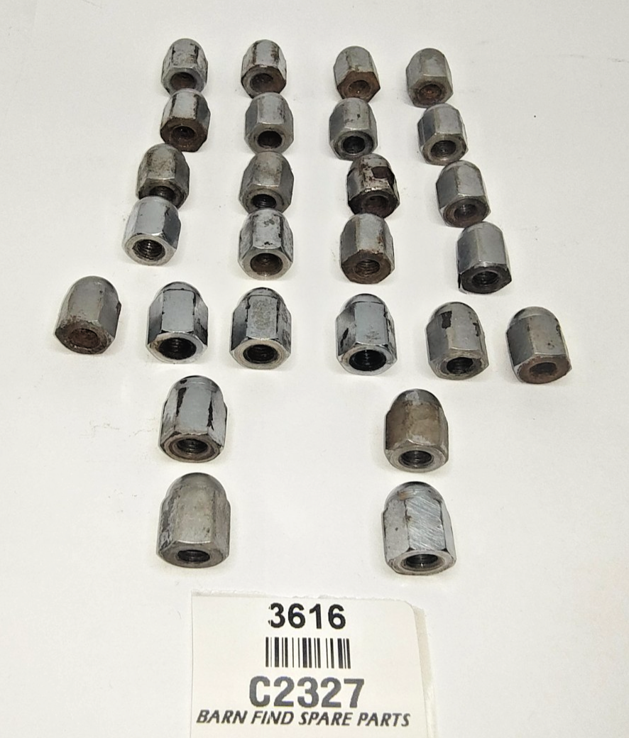 Jaguar Original Chrome Acorn Domed cam cover and breather cover Nuts Used C23278