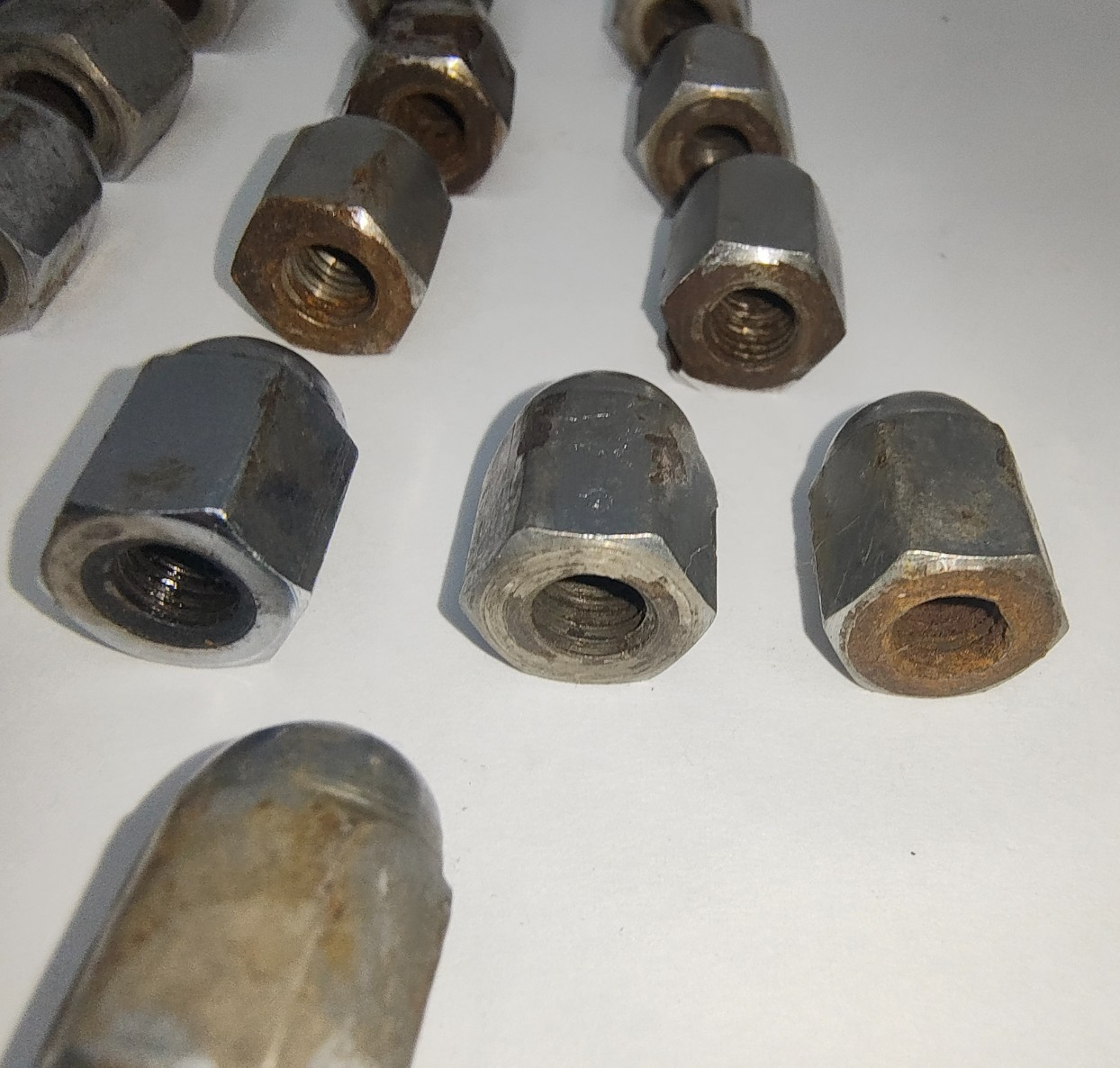 Jaguar Original Chrome Acorn Domed cam cover and breather cover Nuts Used C232711
