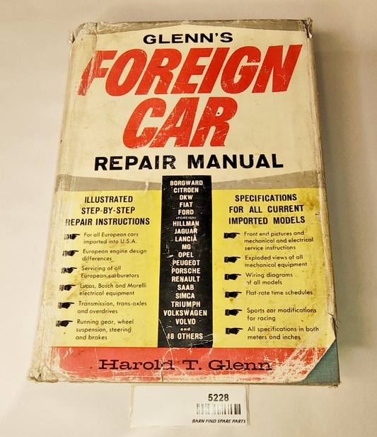 Glenn’s Foreign Car Repair Manual Hardcover Book 1963 2nd edition Chilton0