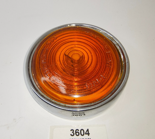 Original used Lucas Jaguar Indicator L563 amber glass lens & chrome surround0