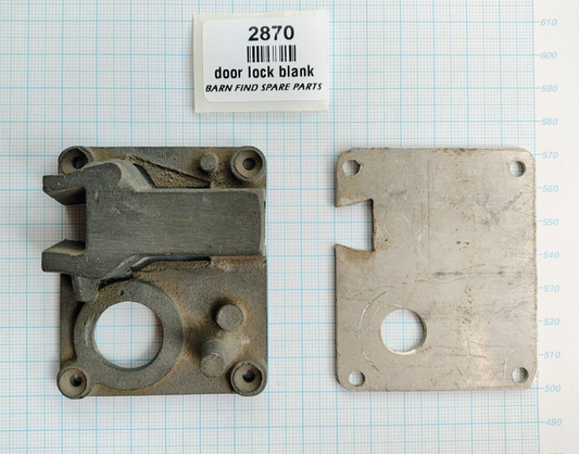 Part of left hand door lock latch assembly + shim A Blank - MG Austin?  New Old0