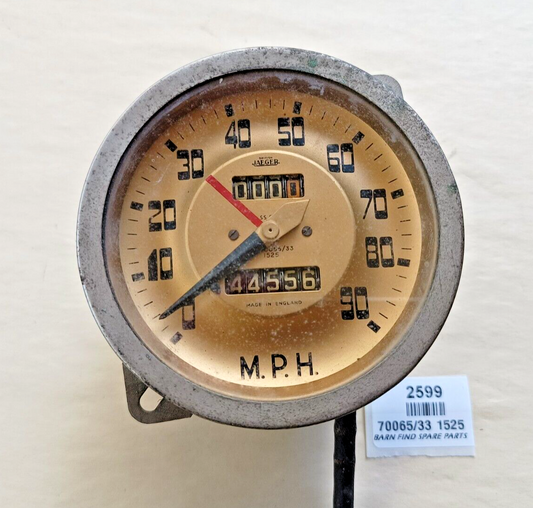 Original vintage Jaeger gold face classic car speedometer speedo 70065/33 15250