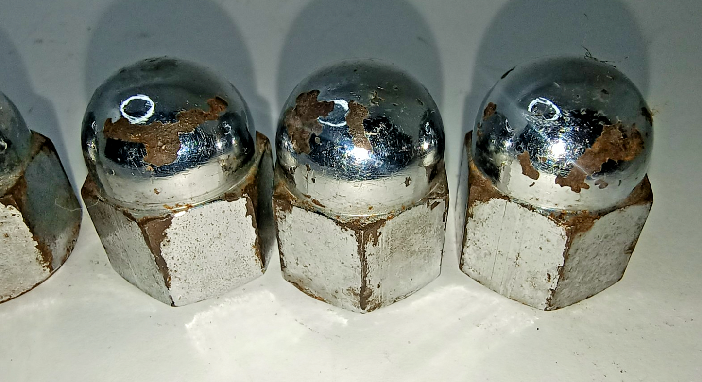 Jaguar Original Chrome  Acorn / Domed Cylinder Head Nuts Used C2328 7/16 UNF7