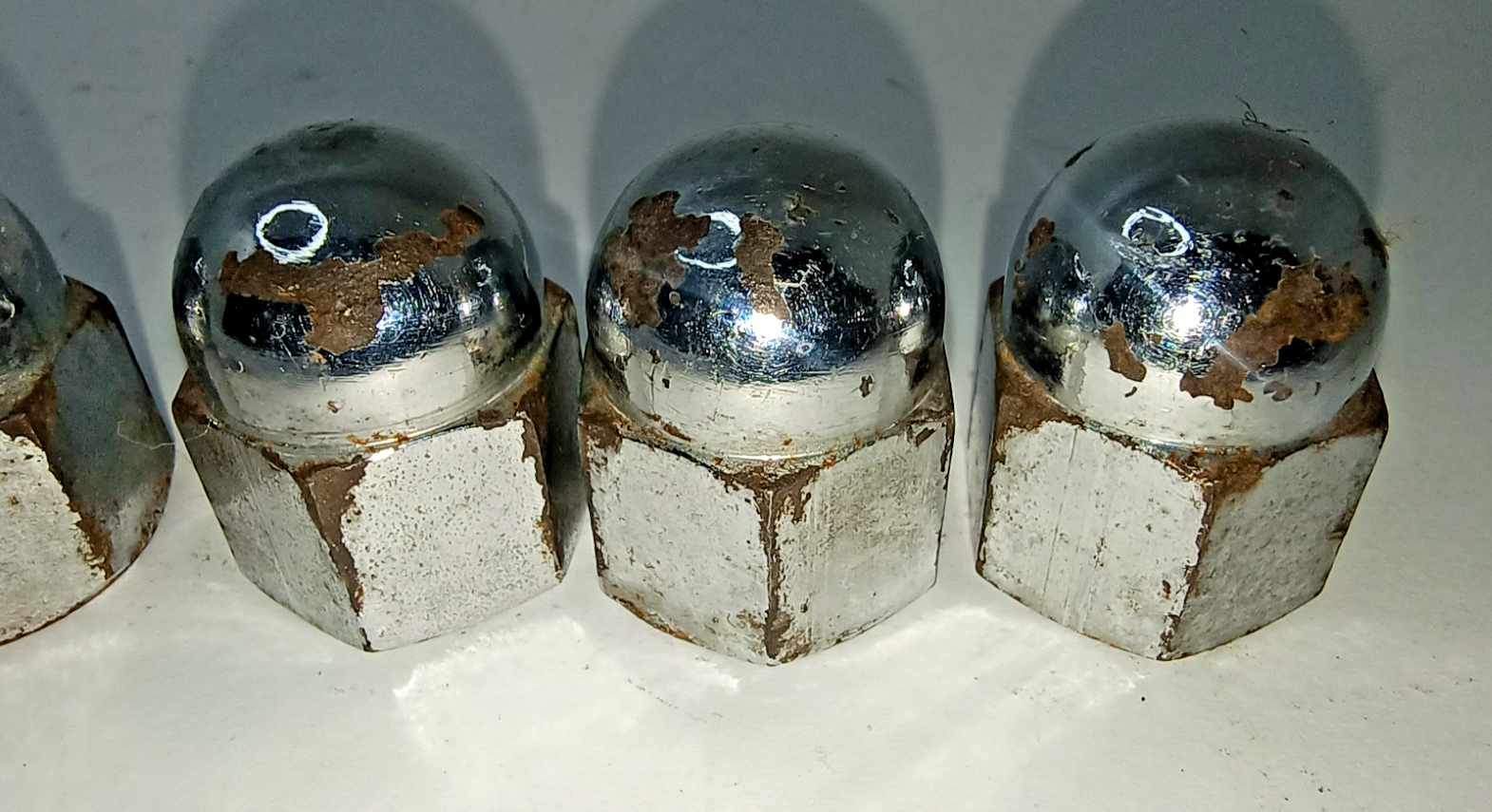 Jaguar Original Chrome  Acorn / Domed Cylinder Head Nuts Used C2328 7/16 UNF7