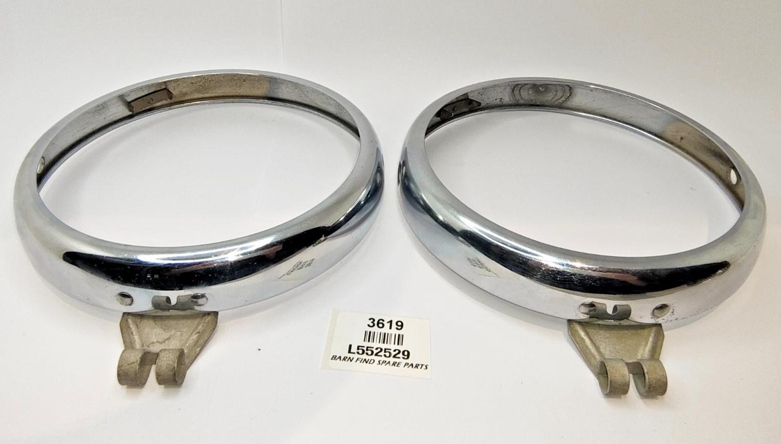 Lucas Original Morris Minor 2 door pair METAL chrome headlamp trim rings L5525290