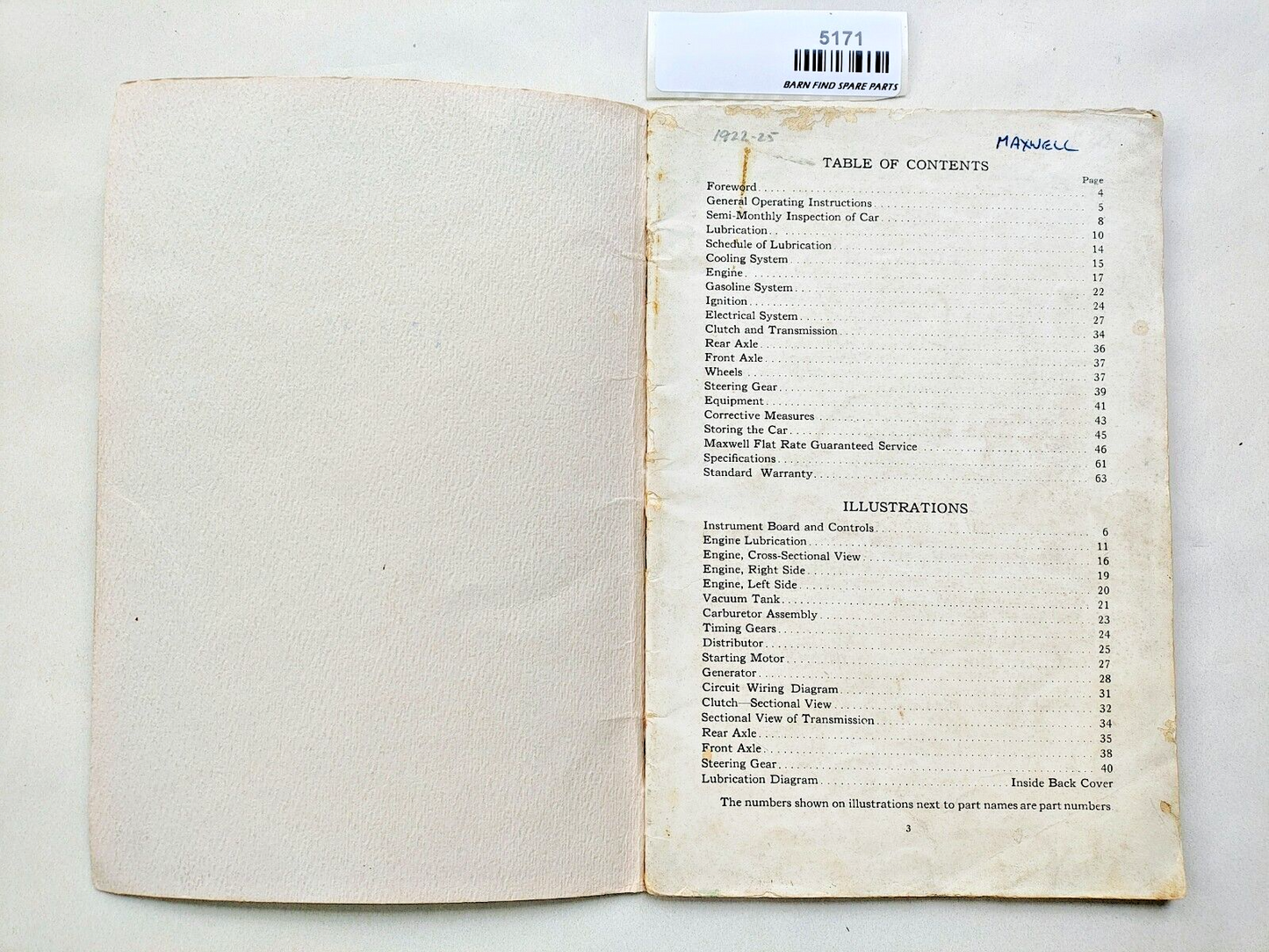 Vintage Maxwell Motor Company Automobile Owner's Instruction Manual Book2