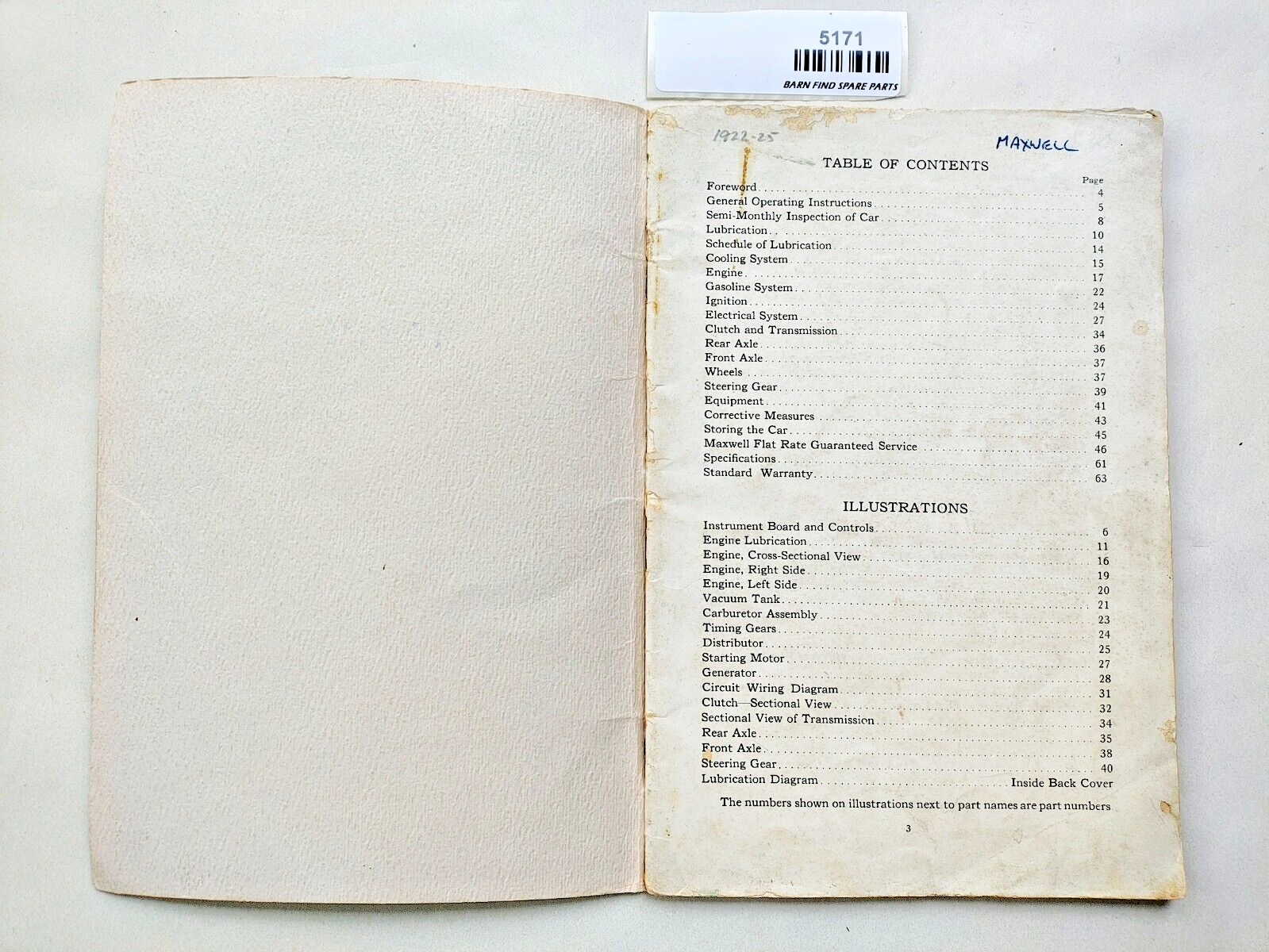 Vintage Maxwell Motor Company Automobile Owner's Instruction Manual Book2