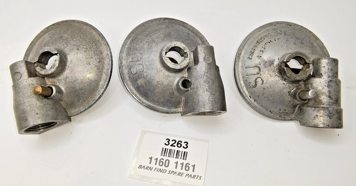 3 x SU T2 Fuel Bowl Lids diameter 2 3/8 inches 2 x right 1161 & 1 x left 11600
