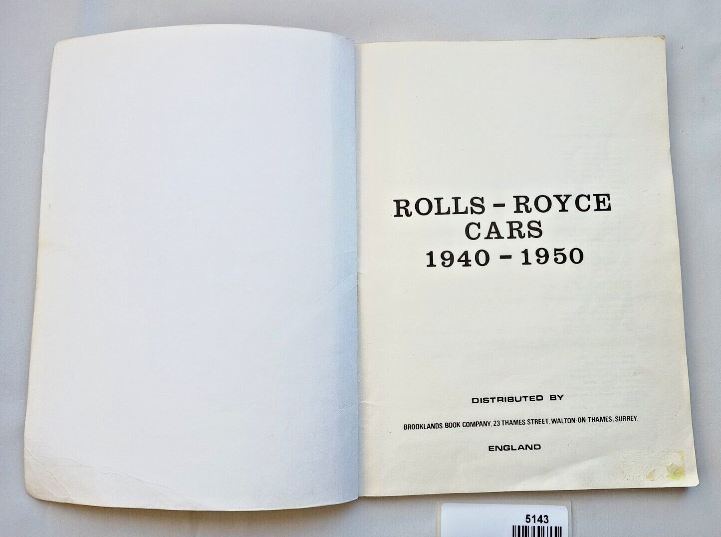 Rolls-Royce Cars 1940-1950 Brooklands Books original vintage softcover1