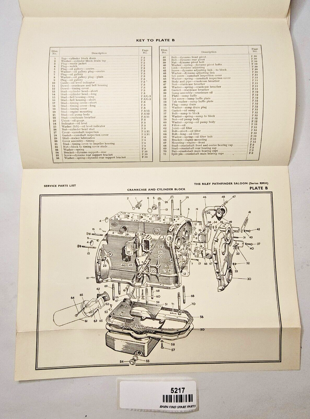 Original Riley Pathfinder RMH Saloon Illustrated Parts List Pub. AJB5172 195414