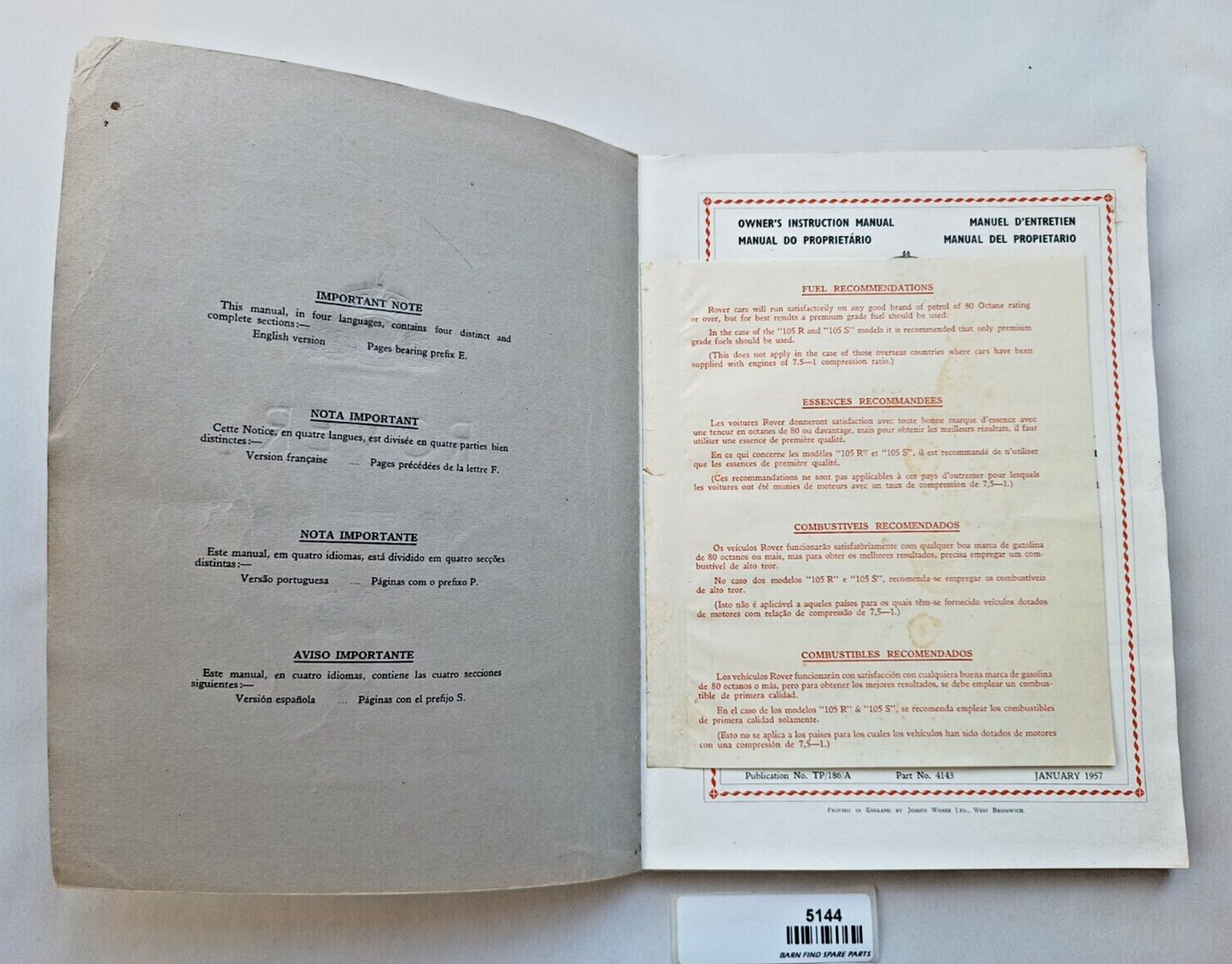 Rover P4 60 75 90 105 Saloon 1957-58 Owners Instruction & Maintenance manual2