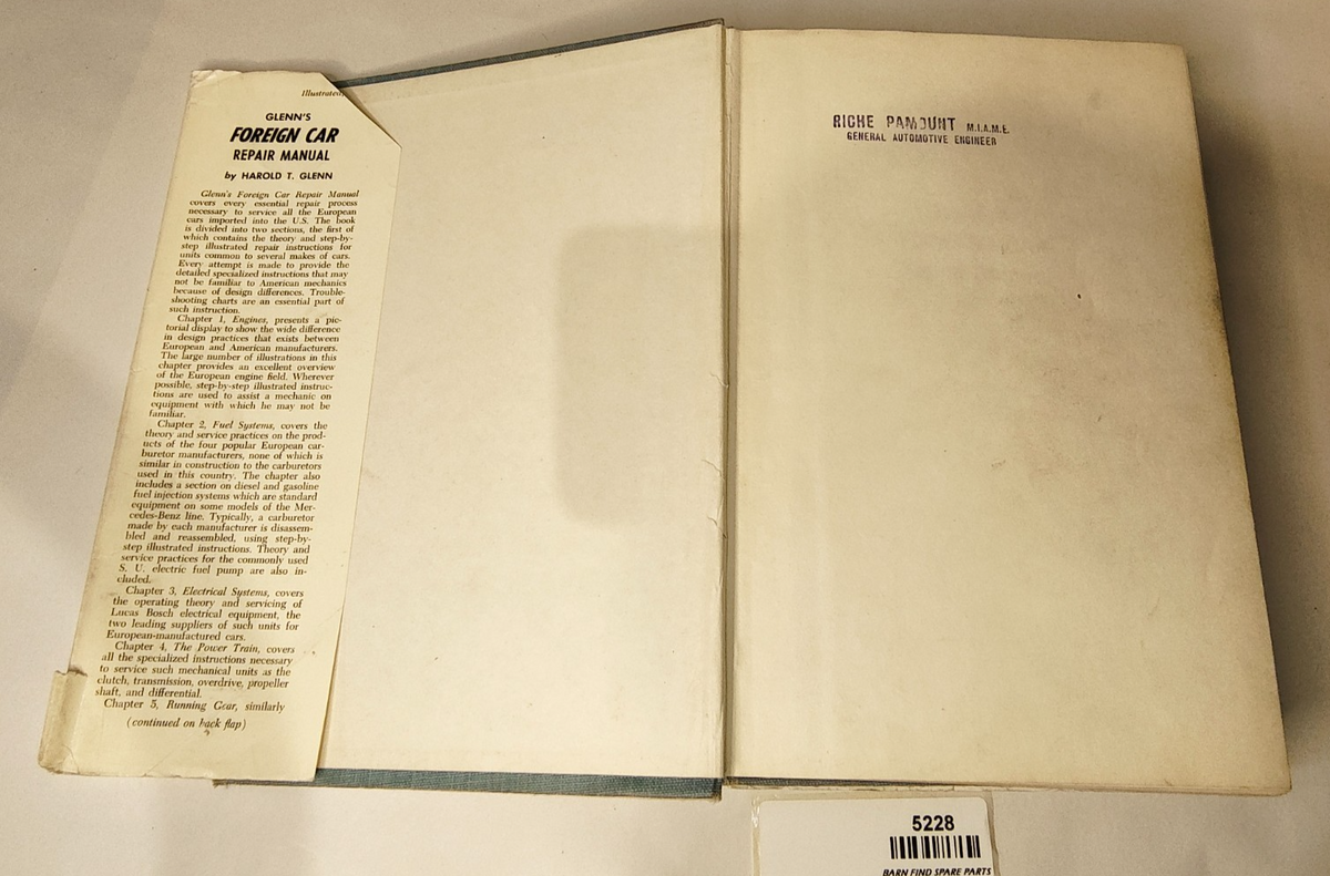 Glenn’s Foreign Car Repair Manual Hardcover Book 1963 2nd edition Chilton3