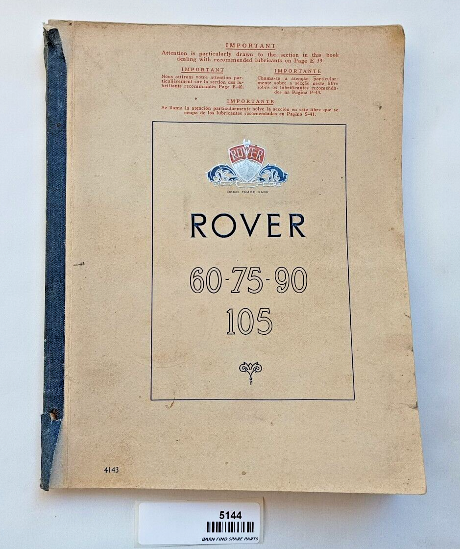 Rover P4 60 75 90 105 Saloon 1957-58 Owners Instruction & Maintenance manual0