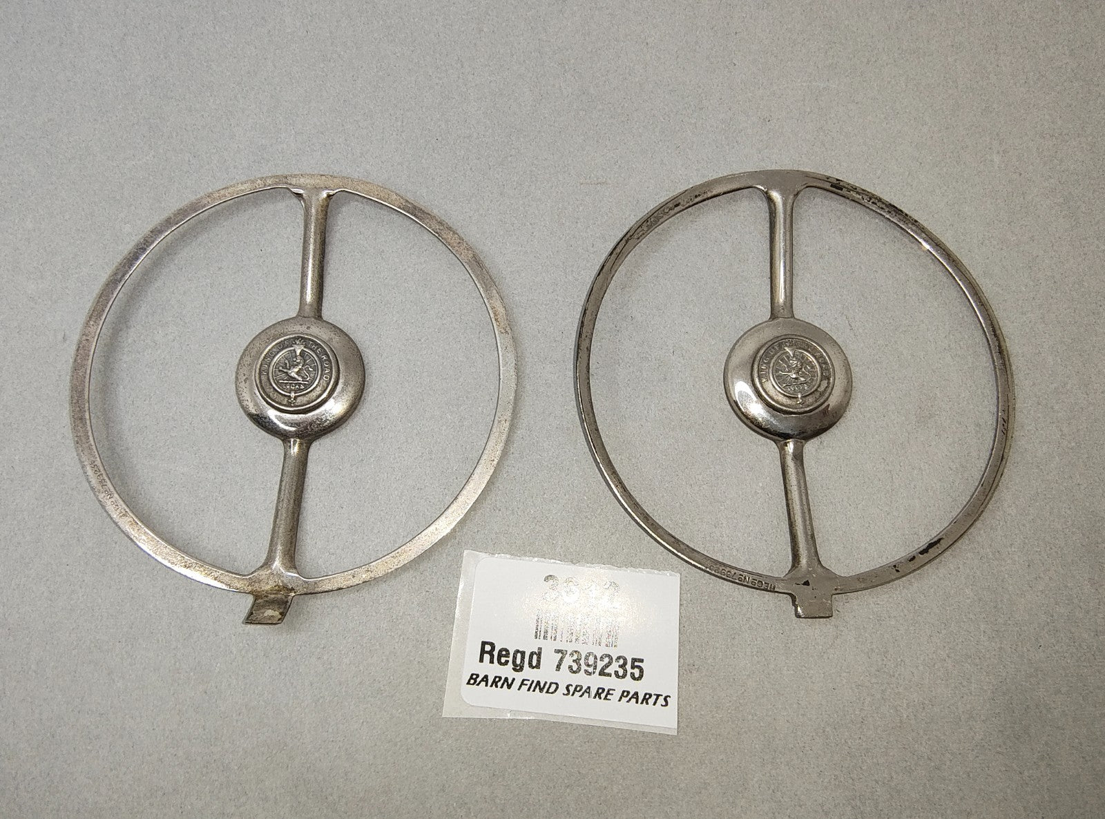 Two original Lucas King of the Road twin-arm antiglare bulb shields Regd 73923517