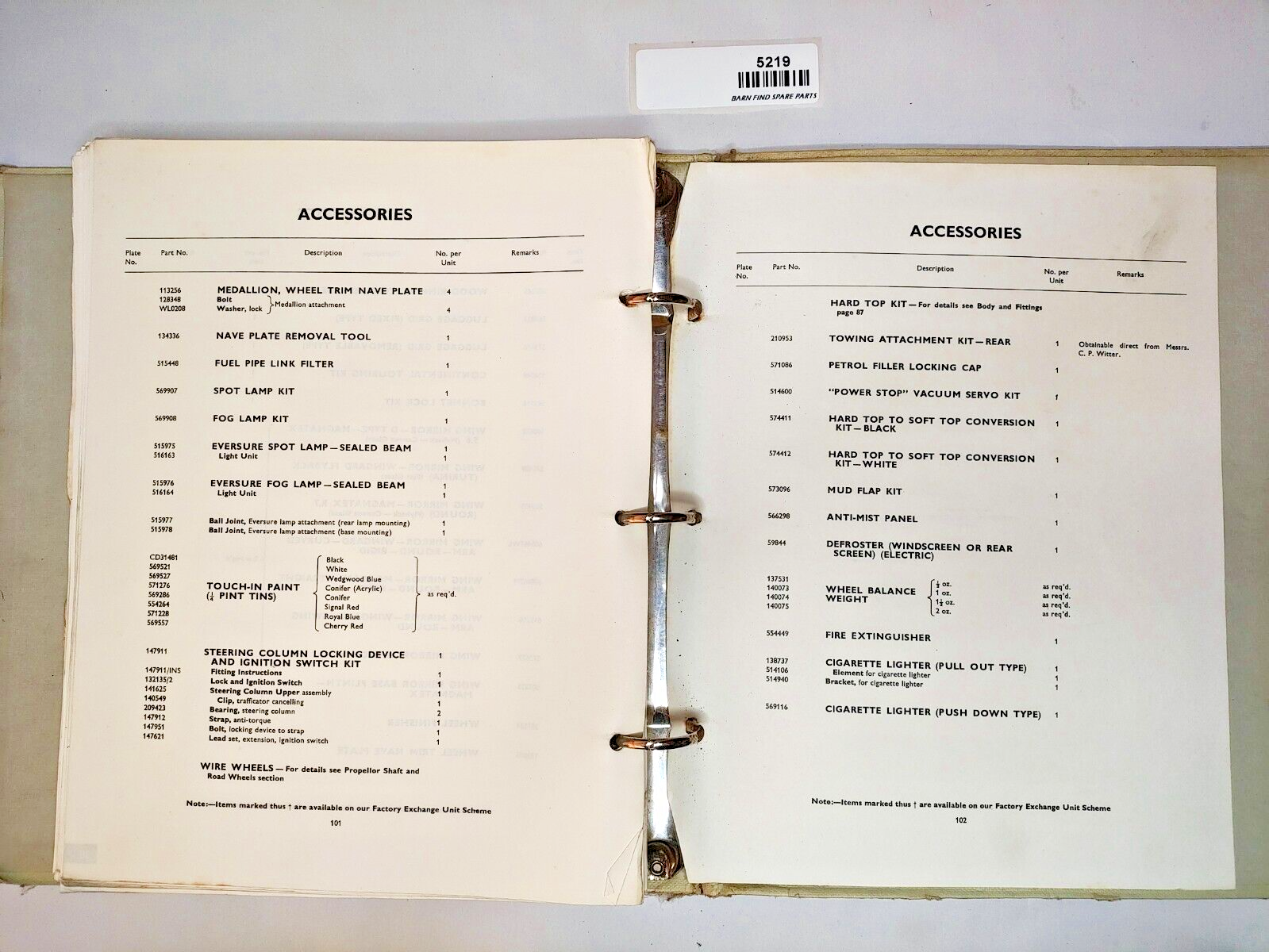Original Triumph Spitfire Mk3 Sports Car Spare Parts Catalogue14