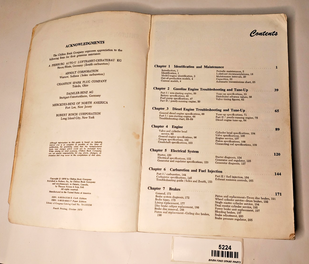 Vintage Chilton's Mercedes-Benz 1 Repair Tune-Up Guide Models to 1970 Manual3