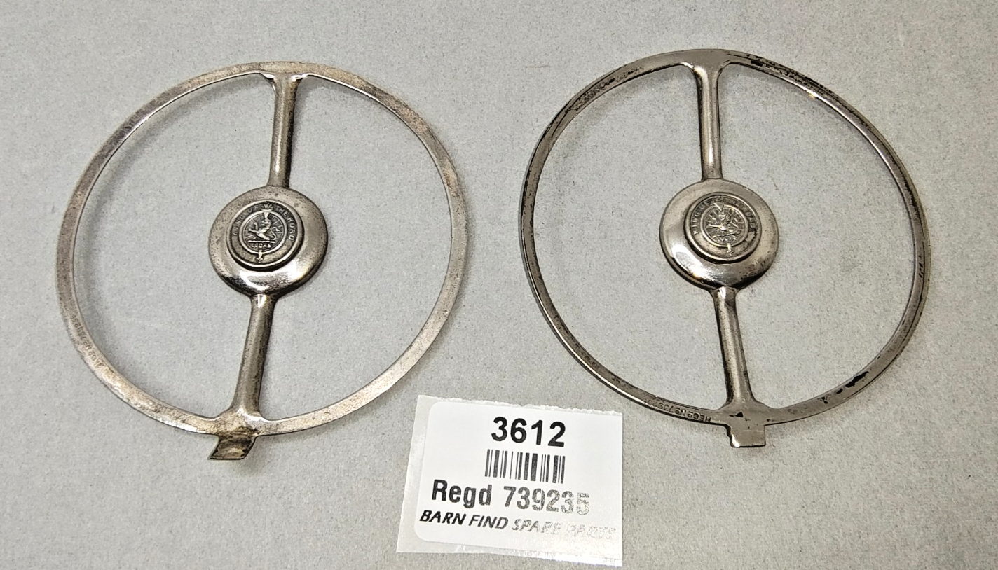 Two original Lucas King of the Road twin-arm antiglare bulb shields Regd 7392350