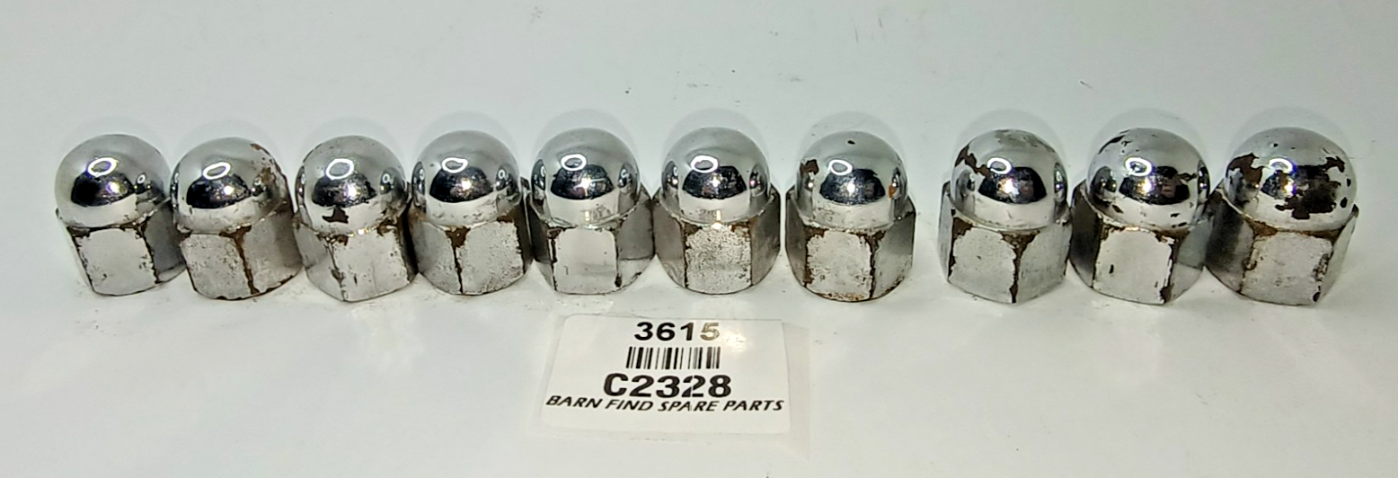 Jaguar Original Chrome  Acorn / Domed Cylinder Head Nuts Used C2328 7/16 UNF1