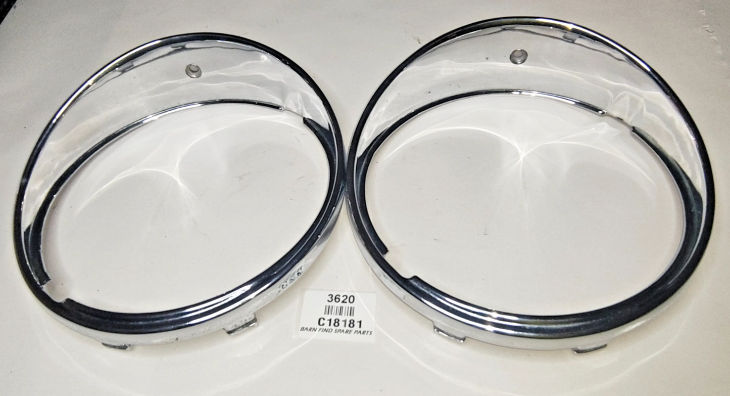 JAGUAR DAIMLER Original pair METAL Chrome 5.75" inner headlamp trim/rims C181815