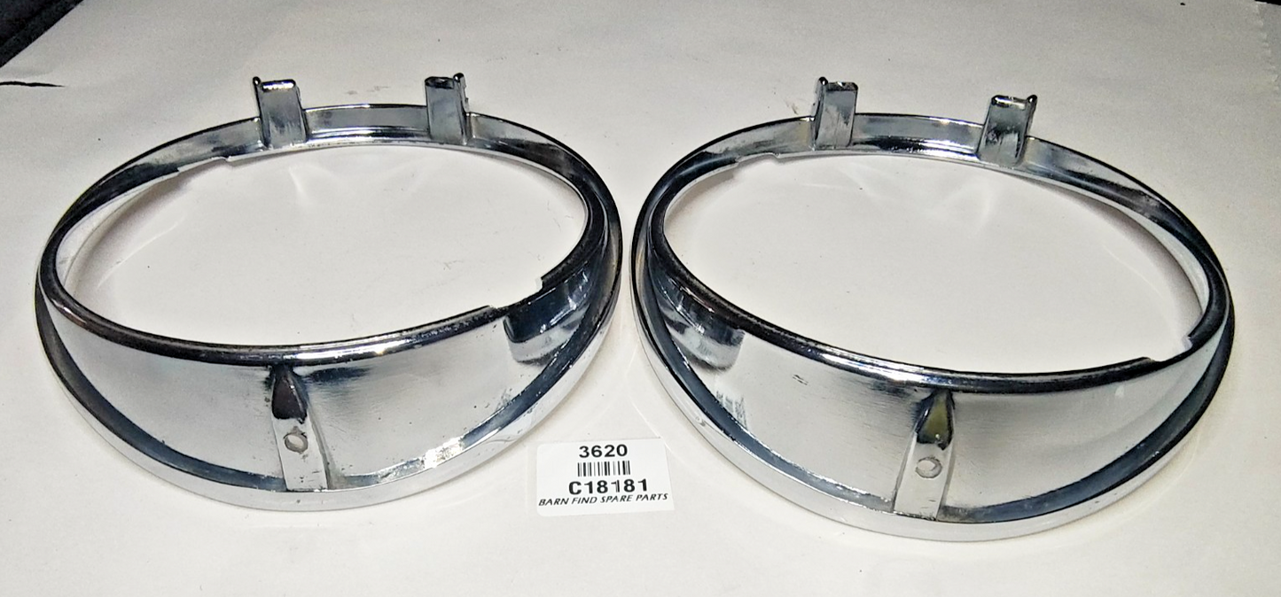 JAGUAR DAIMLER Original pair METAL Chrome 5.75" inner headlamp trim/rims C181811