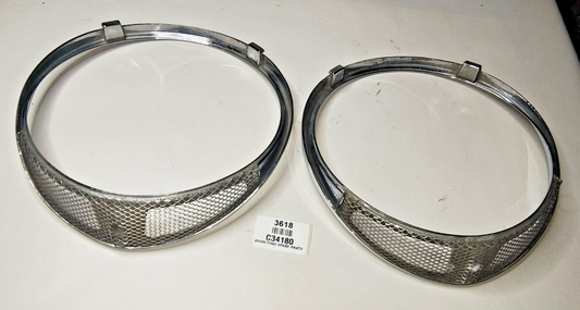 JAGUAR DAIMLER Original pair of METAL Chrome 7" meshed headlamp trim/rims C341800