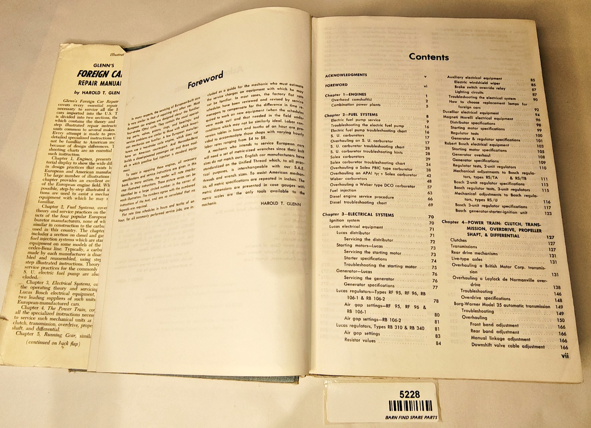 Glenn’s Foreign Car Repair Manual Hardcover Book 1963 2nd edition Chilton6