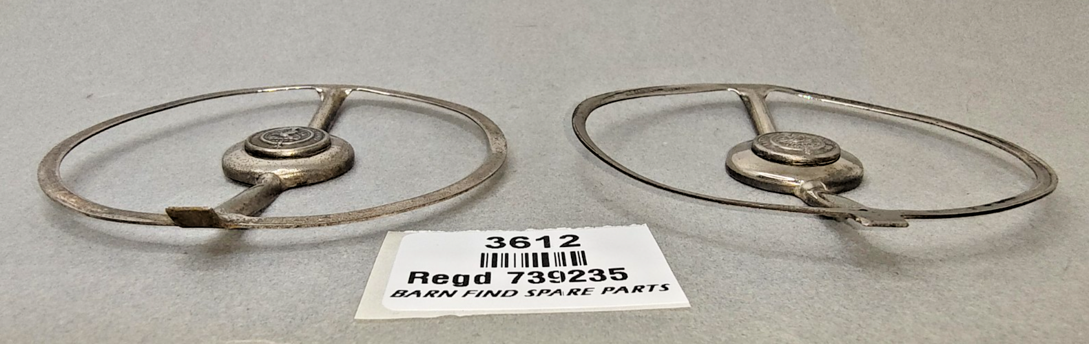 Two original Lucas King of the Road twin-arm antiglare bulb shields Regd 73923514