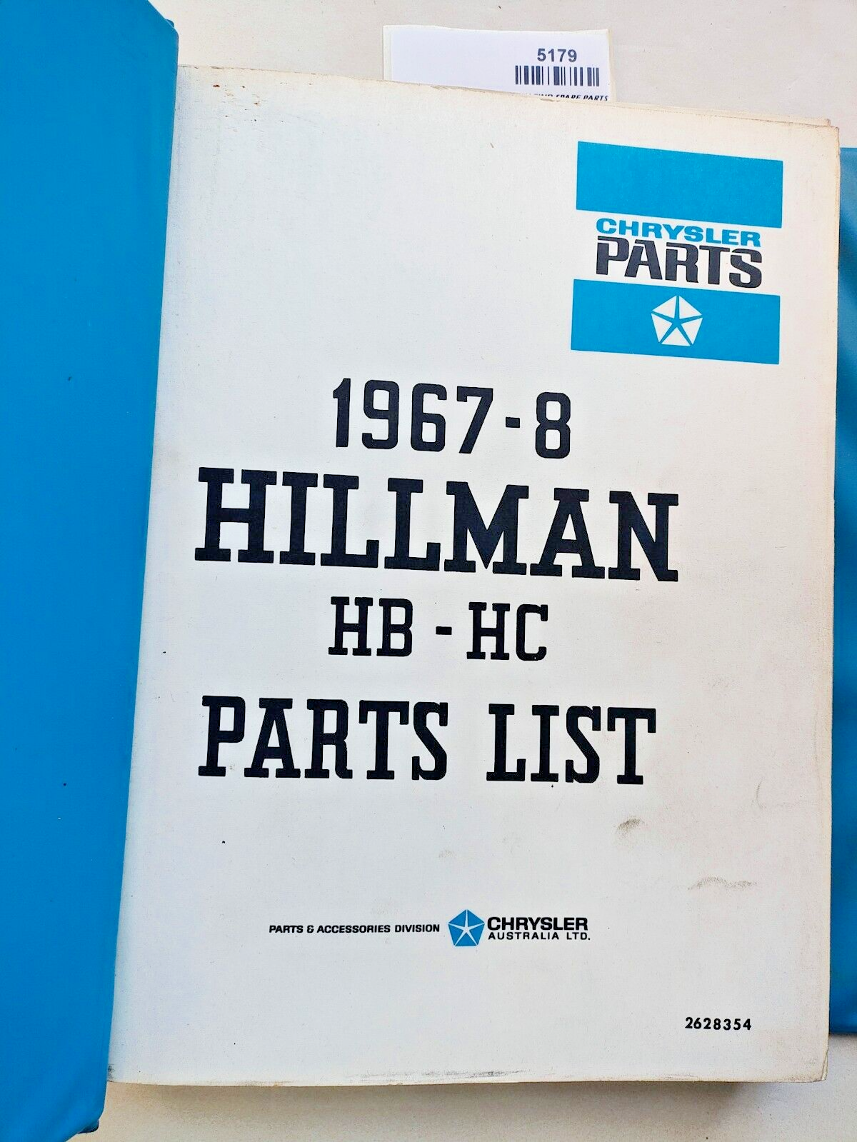 Original Chrysler folder with two Hillman  HB BC  parts list books 1967, 19683