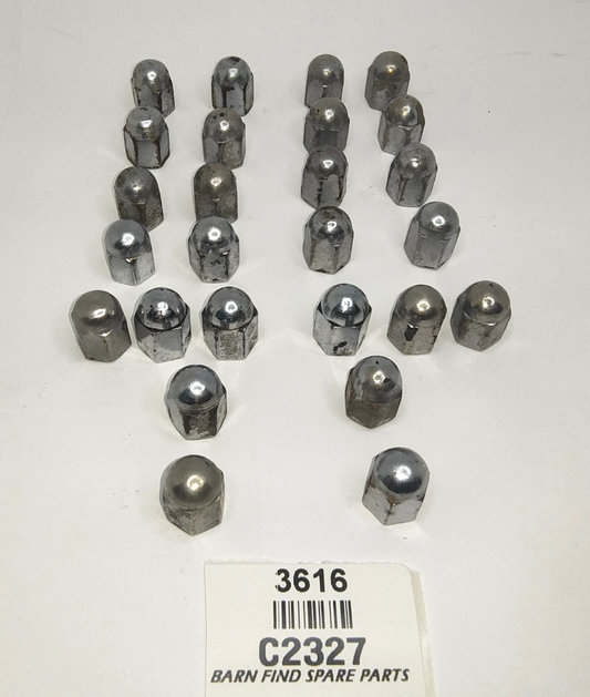Jaguar Original Chrome Acorn Domed cam cover and breather cover Nuts Used C23270