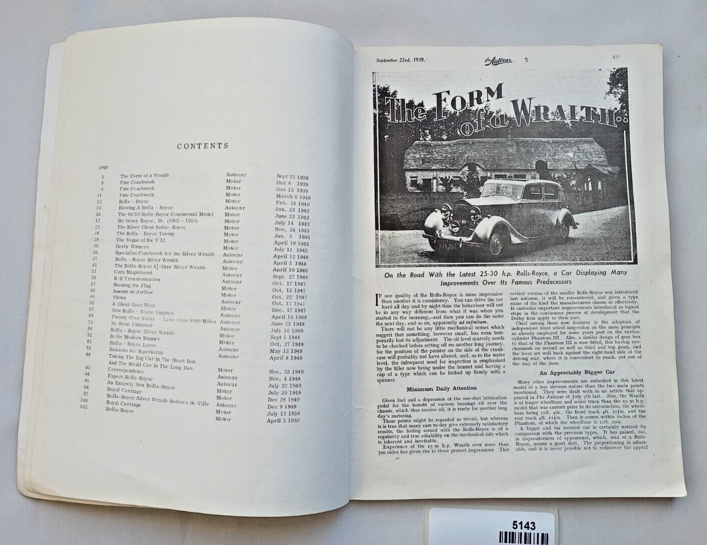 Rolls-Royce Cars 1940-1950 Brooklands Books original vintage softcover3