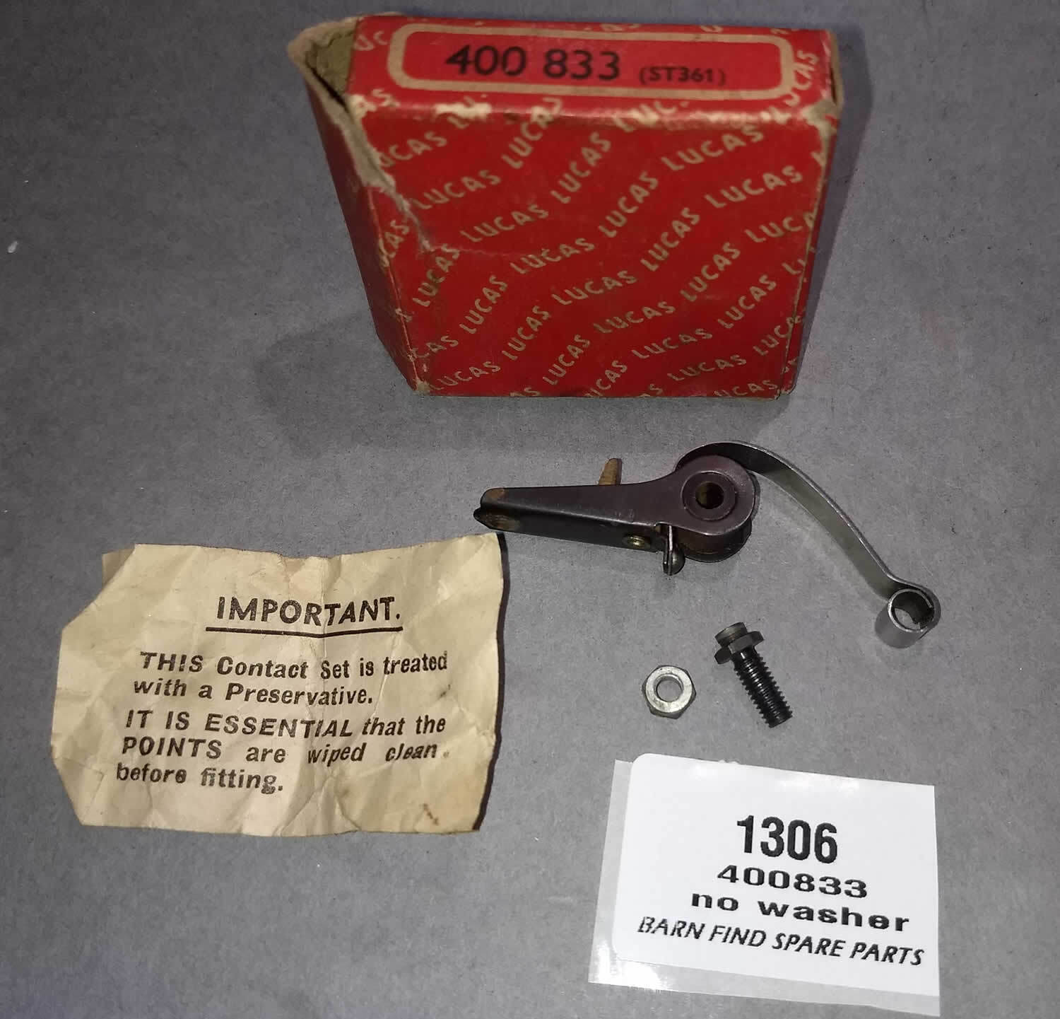 Lucas Ignition Contact Set 400833 missing washer0
