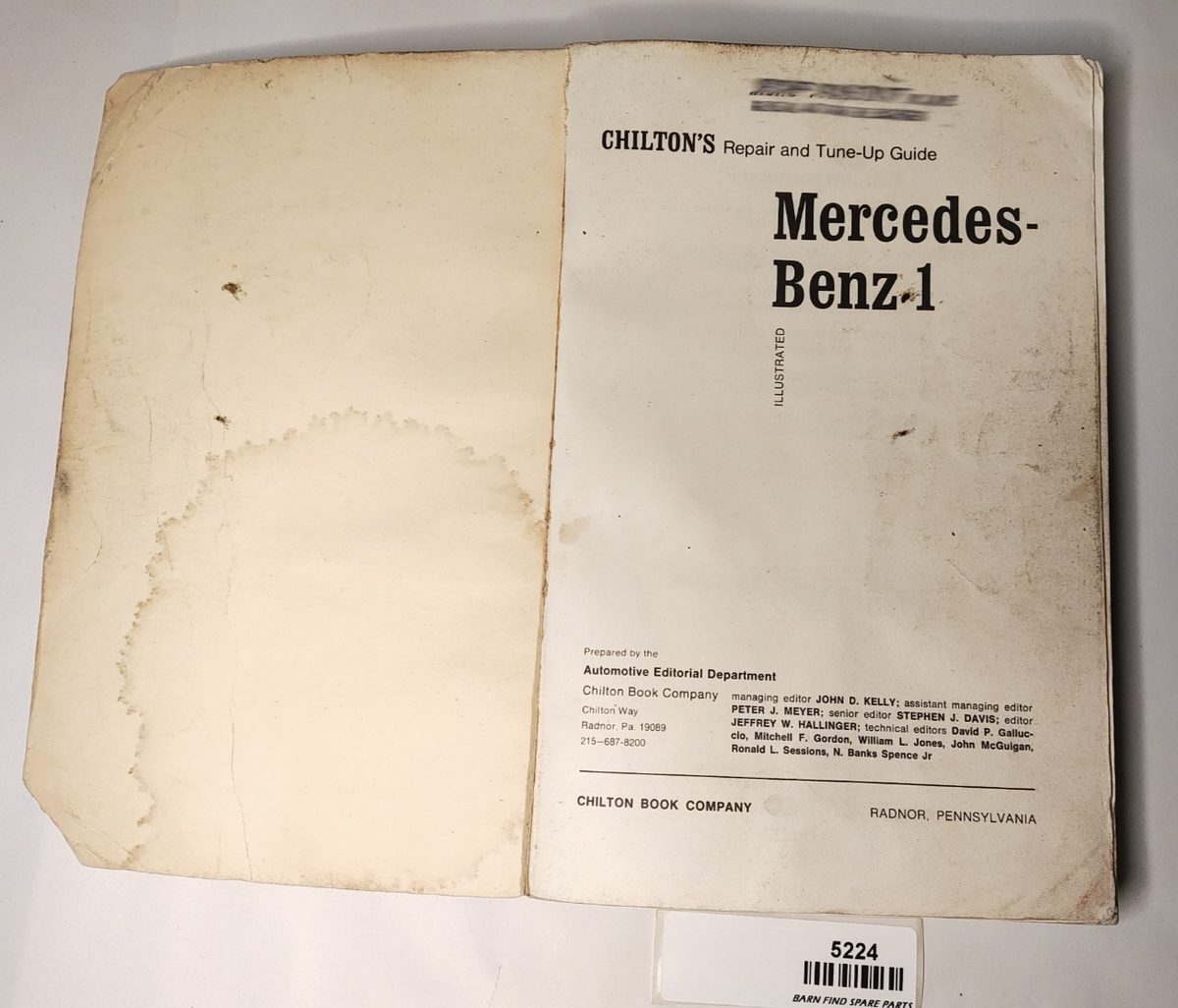 Vintage Chilton's Mercedes-Benz 1 Repair Tune-Up Guide Models to 1970 Manual2