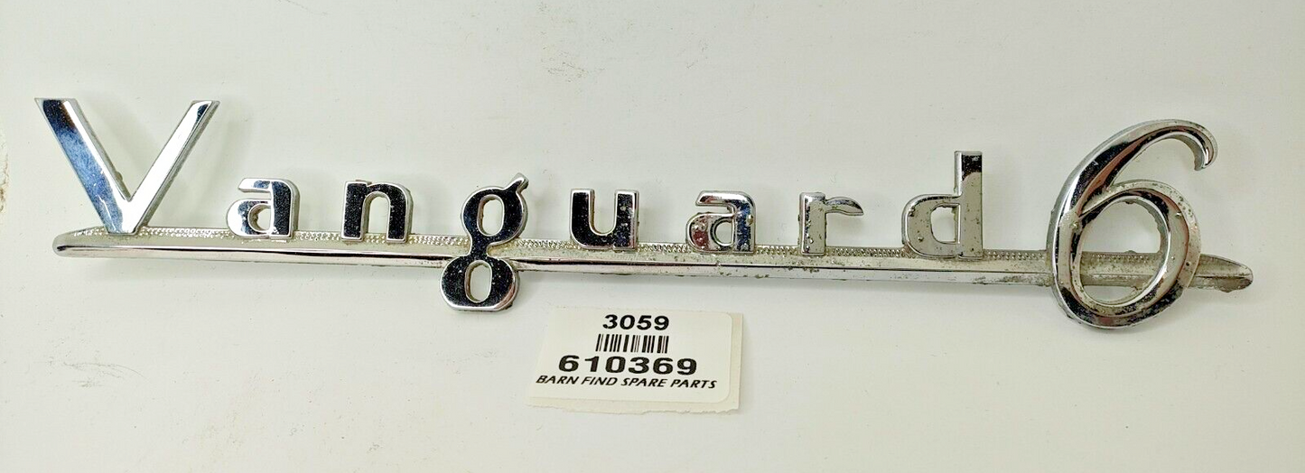 Original 10" 25cm vintage Vanguard 6 chrome emblem badge large J Fray Ltd 6103690