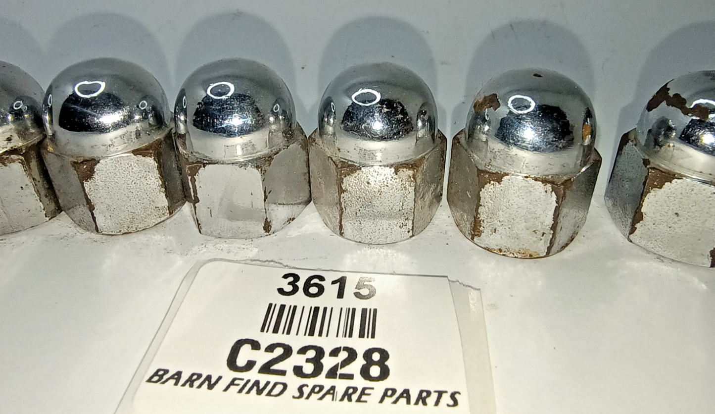 Jaguar Original Chrome  Acorn / Domed Cylinder Head Nuts Used C2328 7/16 UNF6