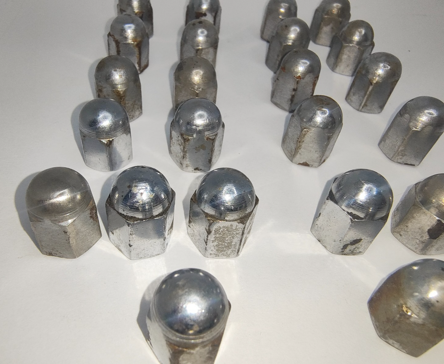 Jaguar Original Chrome Acorn Domed cam cover and breather cover Nuts Used C23272