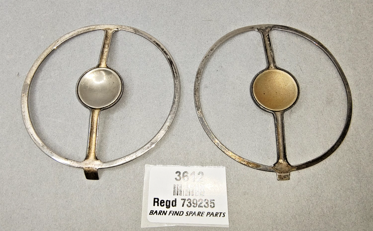 Two original Lucas King of the Road twin-arm antiglare bulb shields Regd 7392359