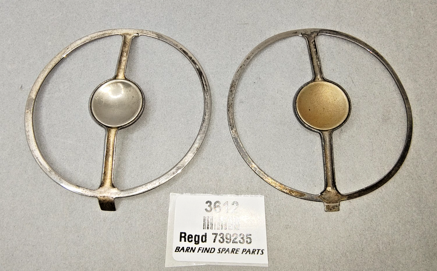 Two original Lucas King of the Road twin-arm antiglare bulb shields Regd 7392359