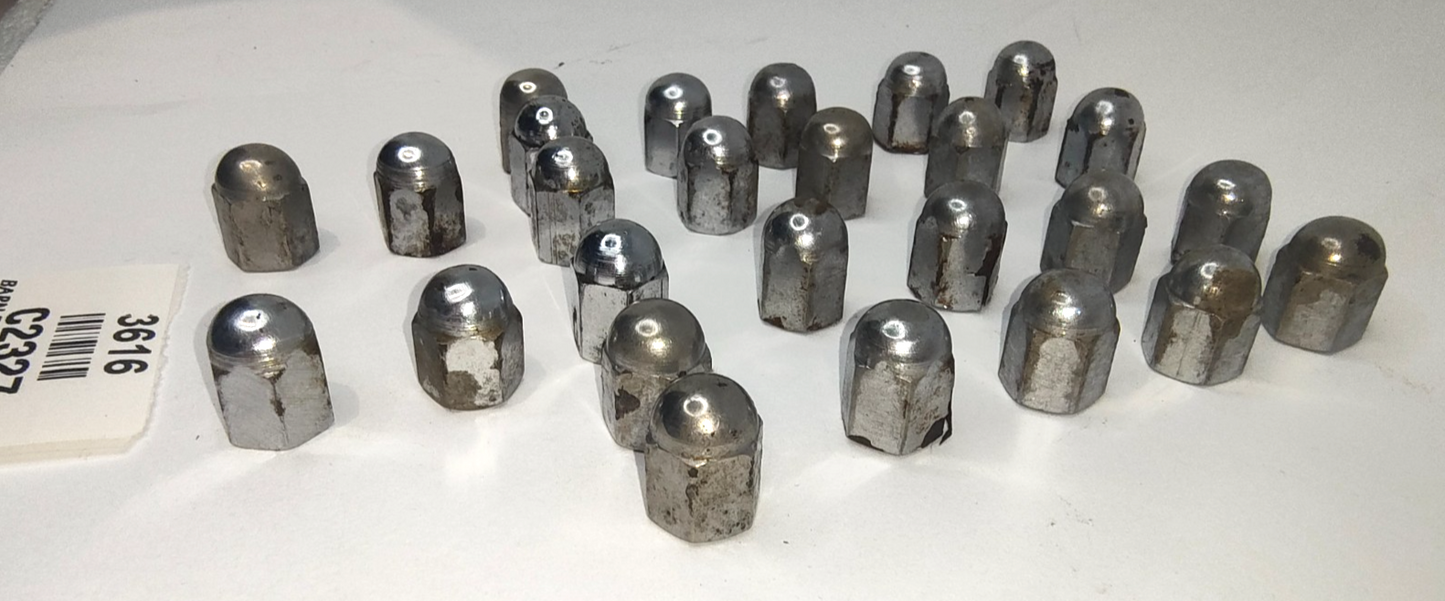 Jaguar Original Chrome Acorn Domed cam cover and breather cover Nuts Used C23276