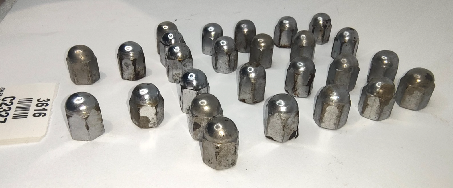 Jaguar Original Chrome Acorn Domed cam cover and breather cover Nuts Used C23276